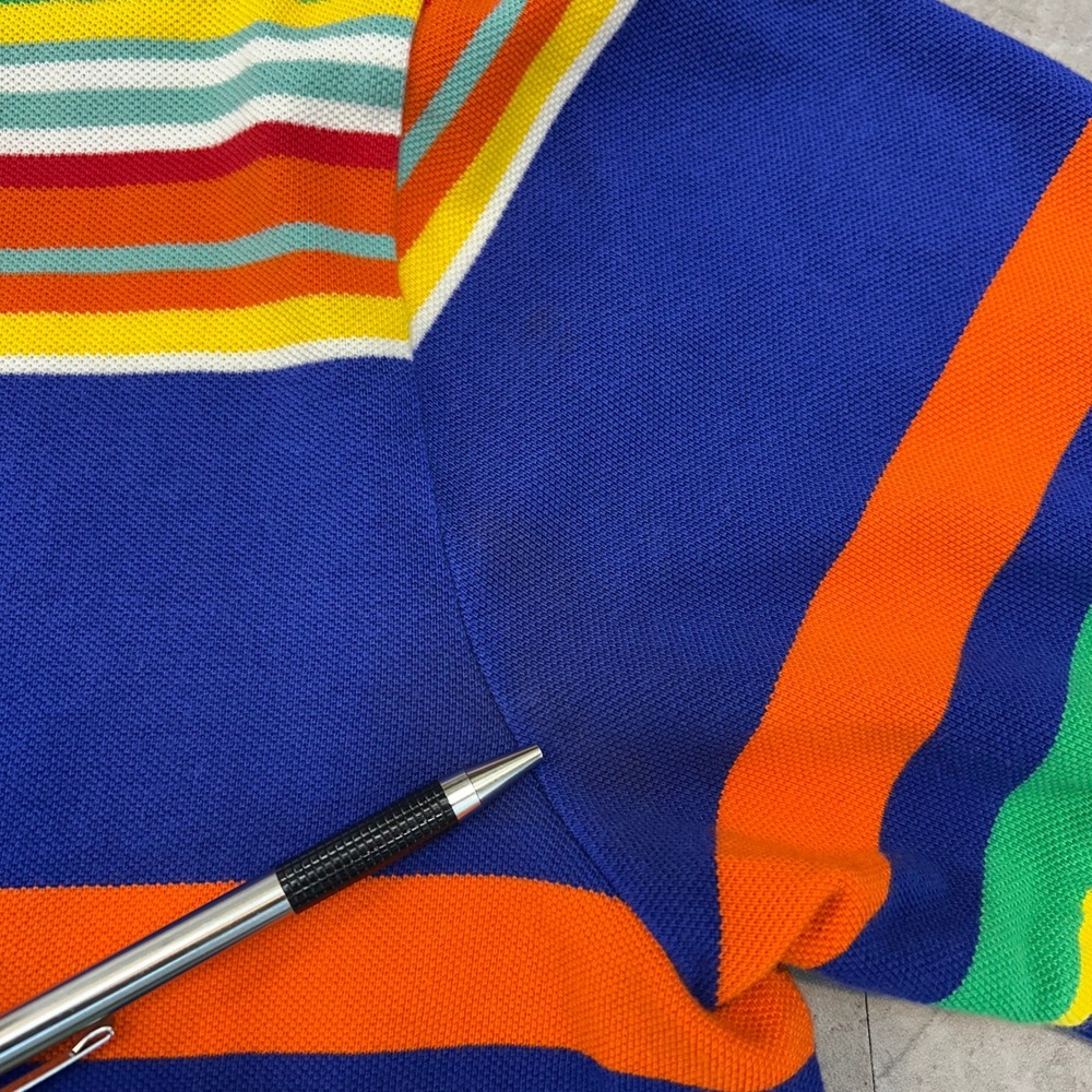 Vintage Polo Ralph Lauren Polo Shirt Mens 2XL Short Sleeve Colorblock Rainbow - Picture 8 of 9